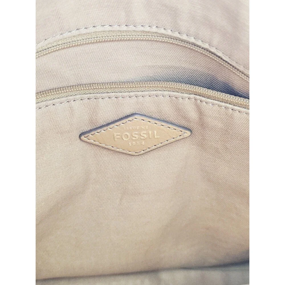 Fossil Dawson Satchel Brown Pebbled Leather Crossbody Handbag Purse Shoulder Bag